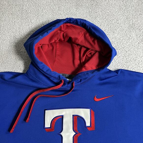 Texas Rangers Hoodie Mens XL Blue Nike Therma-Fit Sweatshirt Baseball MLB - Picture 11 of 14